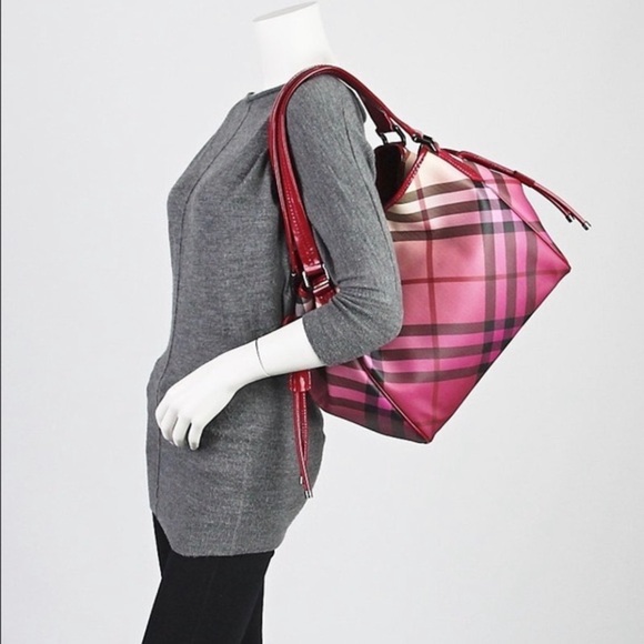 Burberry Raspberry Gradient Supernova Check Bilmore Tote LIMITED EDITION - Picture 2 of 15